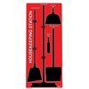 5S Supplies 5S Housekeeping Shadow Board Broom Station Version 1 - Red Board / Black Shadows  With Broom HSB-V1-RED-KIT